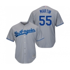 Men's Los Angeles Dodgers #55 Russell Martin Replica Grey Road Cool Base Baseball Jersey