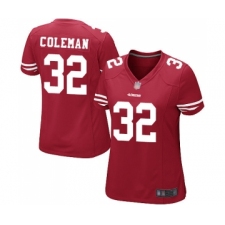 Women's San Francisco 49ers #32 Tevin Coleman Game Red Team Color Football Jersey