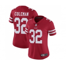 Women's San Francisco 49ers #32 Tevin Coleman Red Team Color Vapor Untouchable Limited Player Football Jersey