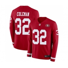 Youth San Francisco 49ers #32 Tevin Coleman Limited Red Therma Long Sleeve Football Jersey