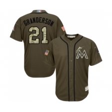 Youth Miami Marlins #21 Curtis Granderson Authentic Green Salute to Service Baseball Jersey