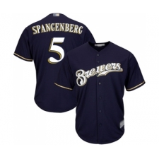 Men's Milwaukee Brewers #5 Cory Spangenberg Replica Navy Blue Alternate Cool Base Baseball Jersey