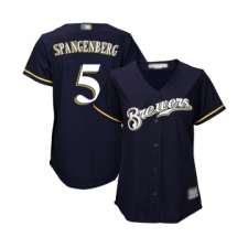 Women's Milwaukee Brewers #5 Cory Spangenberg Replica Navy Blue Alternate Cool Base Baseball Jersey
