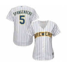 Women's Milwaukee Brewers #5 Cory Spangenberg Replica White Home Cool Base Baseball Jersey