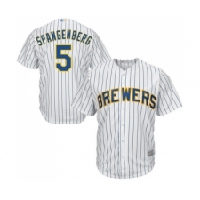 Youth Milwaukee Brewers #5 Cory Spangenberg Replica White Home Cool Base Baseball Jersey