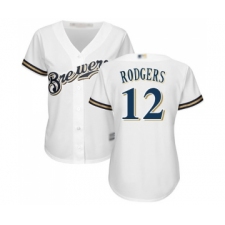 Women's Milwaukee Brewers #12 Aaron Rodgers Replica White Alternate Cool Base Baseball Jersey
