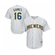 Men's Milwaukee Brewers #16 Ben Gamel Replica White Home Cool Base Baseball Jersey