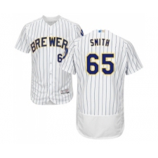 Men's Milwaukee Brewers #65 Burch Smith White Home Flex Base Authentic Collection Baseball Jersey