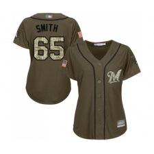 Women's Milwaukee Brewers #65 Burch Smith Authentic Green Salute to Service Baseball Jersey
