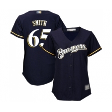 Women's Milwaukee Brewers #65 Burch Smith Authentic Navy Blue Alternate Cool Base Baseball Jersey