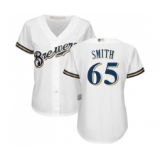 Women's Milwaukee Brewers #65 Burch Smith Replica White Alternate Cool Base Baseball Jersey