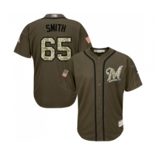 Youth Milwaukee Brewers #65 Burch Smith Authentic Green Salute to Service Baseball Jersey