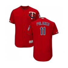 Men's Minnesota Twins #11 Jorge Polanco Scarlet Alternate Flex Base Authentic Collection Baseball Jersey