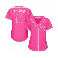 Women's Minnesota Twins #11 Jorge Polanco Replica Pink Fashion Cool Base Baseball Jersey
