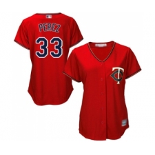 Women's Minnesota Twins #33 Martin Perez Replica Scarlet Alternate Cool Base Baseball Jersey