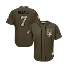 Men's New York Mets #7 Gregor Blanco Authentic Green Salute to Service Baseball Jersey