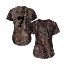 Women's New York Mets #7 Gregor Blanco Authentic Camo Realtree Collection Flex Base Baseball Jersey