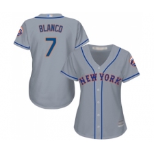Women's New York Mets #7 Gregor Blanco Authentic Grey Road Cool Base Baseball Jersey