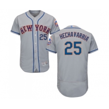 Men's New York Mets #25 Adeiny Hechavarria Grey Road Flex Base Authentic Collection Baseball Jersey
