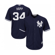 Youth New York Yankees #34 J.A. Happ Authentic Navy Blue Alternate Baseball Jersey
