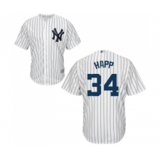 Youth New York Yankees #34 J.A. Happ Authentic White Home Baseball Jersey