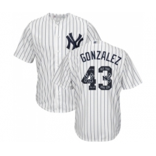 Men's New York Yankees #43 Gio Gonzalez Authentic White Team Logo Fashion Baseball Jersey