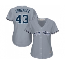 Women's New York Yankees #43 Gio Gonzalez Authentic Grey Road Baseball Jersey