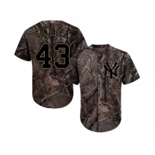 Youth New York Yankees #43 Gio Gonzalez Authentic Camo Realtree Collection Flex Base Baseball Jersey