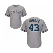 Youth New York Yankees #43 Gio Gonzalez Authentic Grey Road Baseball Jersey