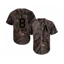 Youth Oakland Athletics #8 Robbie Grossman Authentic Camo Realtree Collection Flex Base Baseball Jersey