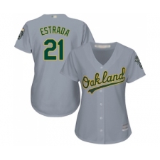 Women's Oakland Athletics #21 Marco Estrada Replica Grey Road Cool Base Baseball Jersey