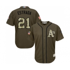 Youth Oakland Athletics #21 Marco Estrada Authentic Green Salute to Service Baseball Jersey
