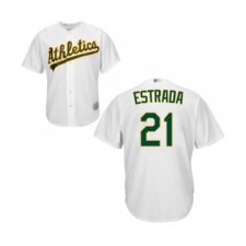 Youth Oakland Athletics #21 Marco Estrada Replica White Home Cool Base Baseball Jersey