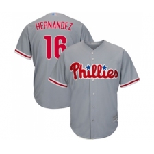 Men's Philadelphia Phillies #16 Cesar Hernandez Replica Grey Road Cool Base Baseball Jersey