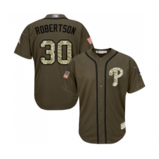 Men's Philadelphia Phillies #30 David Robertson Authentic Green Salute to Service Baseball Jersey