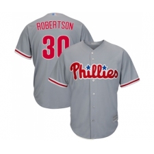 Men's Philadelphia Phillies #30 David Robertson Replica Grey Road Cool Base Baseball Jersey