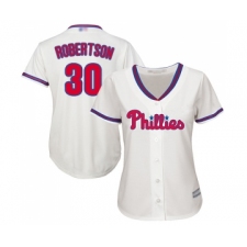 Women's Philadelphia Phillies #30 David Robertson Replica Cream Alternate Cool Base Baseball Jersey