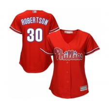 Women's Philadelphia Phillies #30 David Robertson Replica Red Alternate Cool Base Baseball Jersey