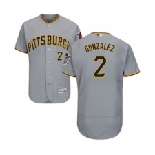Men's Pittsburgh Pirates #2 Erik Gonzalez Grey Road Flex Base Authentic Collection Baseball Jersey