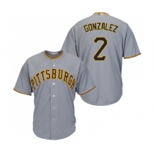 Men's Pittsburgh Pirates #2 Erik Gonzalez Replica Grey Road Cool Base Baseball Jersey