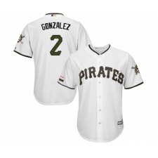 Men's Pittsburgh Pirates #2 Erik Gonzalez Replica White Alternate Cool Base Baseball Jersey