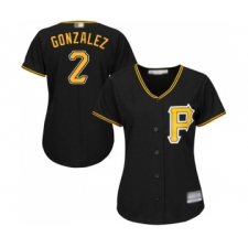 Women's Pittsburgh Pirates #2 Erik Gonzalez Replica Black Alternate Cool Base Baseball Jersey