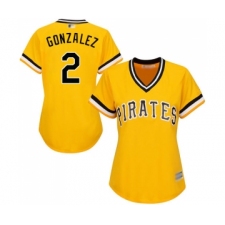 Women's Pittsburgh Pirates #2 Erik Gonzalez Replica Gold Alternate Cool Base Baseball Jersey