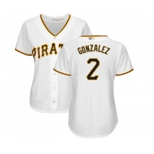 Women's Pittsburgh Pirates #2 Erik Gonzalez Replica White Home Cool Base Baseball Jersey
