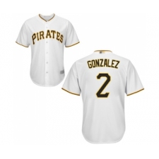 Youth Pittsburgh Pirates #2 Erik Gonzalez Replica White Home Cool Base Baseball Jersey
