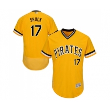 Men's Pittsburgh Pirates #17 JB Shuck Gold Alternate Flex Base Authentic Collection Baseball Jersey