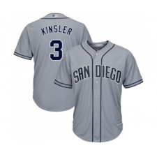 Men's San Diego Padres #3 Ian Kinsler Replica Grey Road Cool Base Baseball Jersey