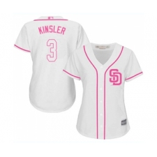 Women's San Diego Padres #3 Ian Kinsler Replica White Fashion Cool Base Baseball Jersey