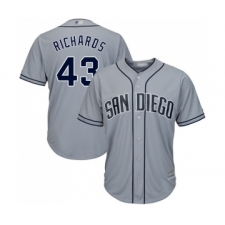 Men's San Diego Padres #43 Garrett Richards Replica Grey Road Cool Base Baseball Jersey