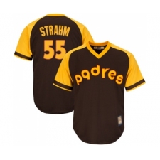 Men's San Diego Padres #55 Matt Strahm Replica Brown Alternate Cooperstown Cool Base Baseball Jersey